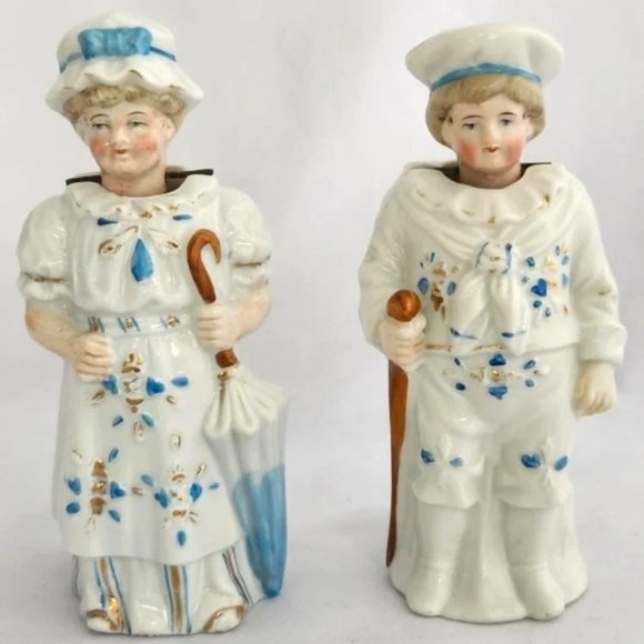 Pair of Antique Victorian Bisque Nodders - Picture 1 of 10